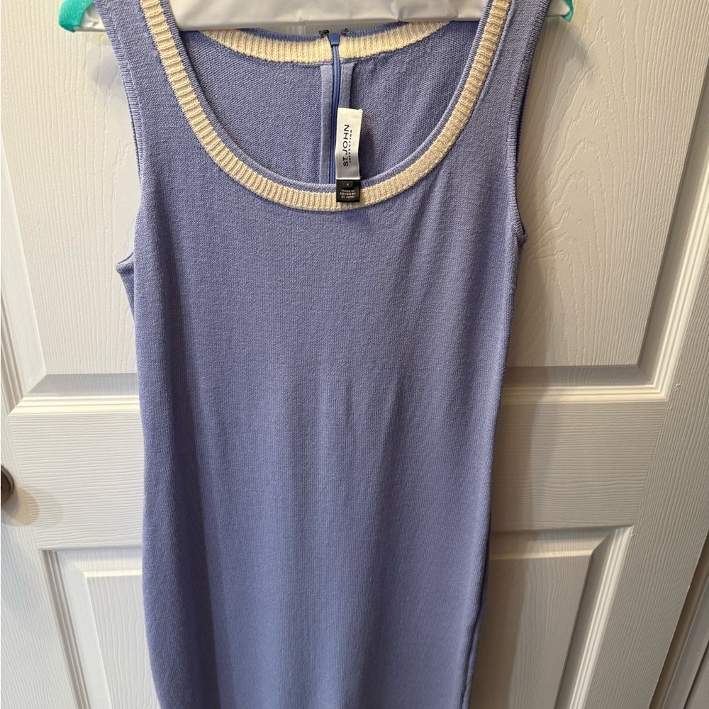 St. John Blue and Cream Mini Dress Size 6